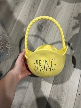 Rae Dunn Yellow "SPRING" Ceramic Basket